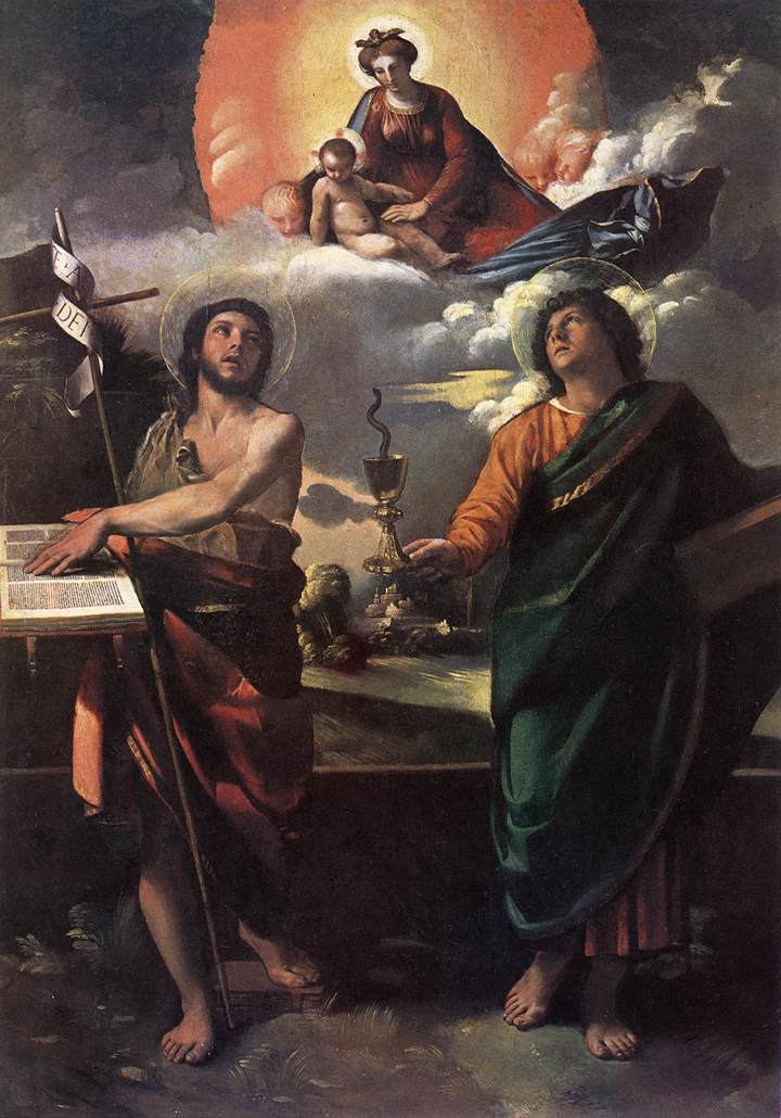 DOSSI, Dosso The Virgin Appearing to Sts John the Baptist and John the Evangelist dfg